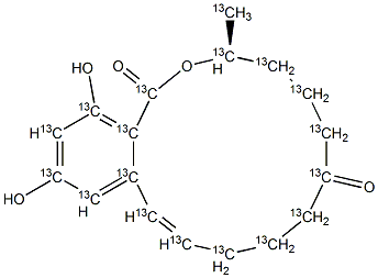 (3S,11E)-3,4,5,6,9,10-Hexahydro-14,16-dihydroxy-3-(methyl-<sup>13</sup>C)-1H-2-benzoxacyclotetradecin-1,7(8H)-dione-<sup>13</sup>C<sub>17</sub>