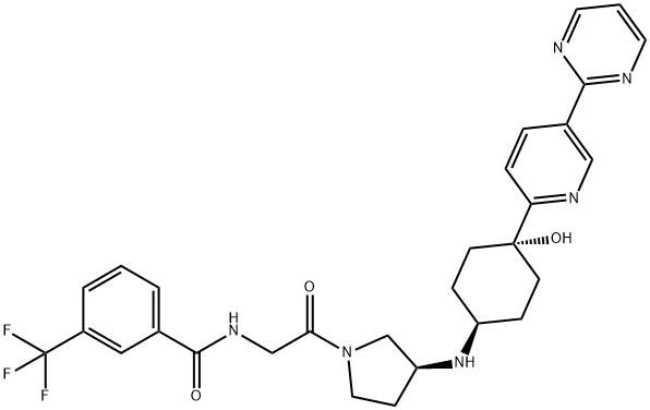 Benzamide, N-[2-[(3S)-3-[[cis-4-hydroxy-4-[5-(2-pyrimidinyl)-2-pyridinyl]cyclohexyl]amino]-1-pyrrolidinyl]-2-oxoethyl]-3-(trifluoromethyl)-