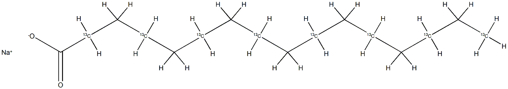 Sodium hexadecanoate-2,4,6,8,10,12,14,16-13C8, Hexadecanoic acid-2,4,6,8,10,12,14,16-13C8 sodium salt, Palmitic acid-2,4,6,8,10,12,14,16-13C8 sodium salt
