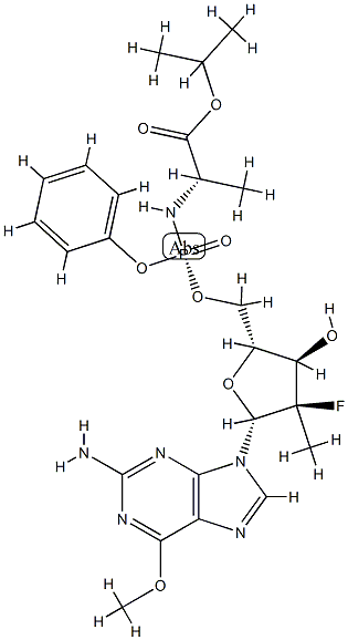 N-[[P(S),2'R]-2'-Deoxy-2'-fluoro-2'-Methyl-6-O-Methyl-P-phenyl-5'-guanylyl]- L-alanine 1-Methylethyl ester