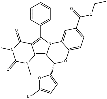 (S)-Ethyl 6-(5-bromofuran-2-yl)-7,9-dimethyl-8,10-dioxo-11-phenyl-7,8,9,10-tetrahydro-6H-benzo[b]pyrimido[4',5':3,4]pyrrolo[1,2-d][1,4]oxazine-2-carboxylate