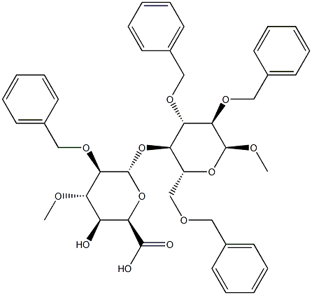 (2R,3S,4S,5R,6R)-5-(benzyloxy)-6-(((2R,3R,4S,5R,6S)-4,5-bis(benzyloxy)-2-((benzyloxy)methyl)-6-methoxytetrahydro-2H-pyran-3-yl)oxy)-3-hydroxy-4-methoxytetrahydro-2H-pyran-2-carboxylic acid
