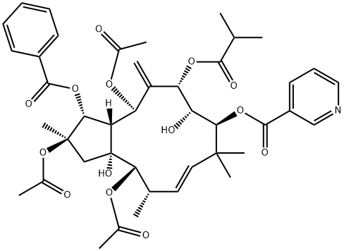2,5,14-Triacetoxy-3-benzoyloxy-8,15-dihydroxy-7-isobutyroyloxy-9-nicotinoyloxyjatropha-6(17),11E-diene