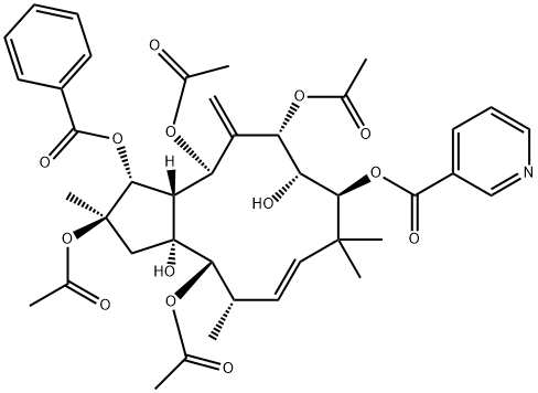 2,5,7,14-Tetraacetoxy-3-benzoyloxy-8,15-dihydroxy-9-nicotinoyloxyjatropha-6(17),11E-diene