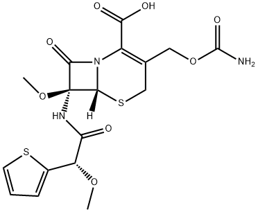 5-Thia-1-azabicyclo[4.2.0]oct-2-ene-2-carboxylic acid, 3-[[(aminocarbonyl)oxy]methyl]-7-methoxy-7-[[(2S)-2-methoxy-2-(2-thienyl)acetyl]amino]-8-oxo-, (6R,7S)-