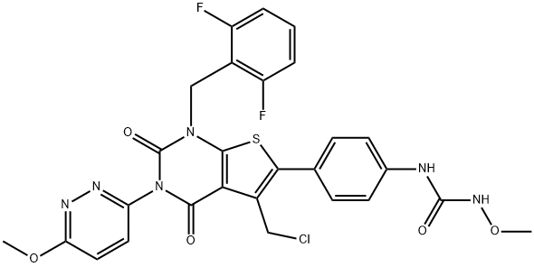 Urea, N-[4-[5-(chloromethyl)-1-[(2,6-difluorophenyl)methyl]-1,2,3,4-tetrahydro-3-(6-methoxy-3-pyridazinyl)-2,4-dioxothieno[2,3-d]pyrimidin-6-yl]phenyl]-N'-methoxy-