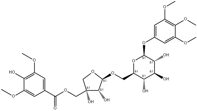 β-?D-?Glucopyranoside, 3,?4,?5-?trimethoxyphenyl 6-?O-?[5-?O-?(4-?hydroxy-?3,?5-?dimethoxybenzoyl)?-?D-?apio-?β-?D-?furanosyl]?-