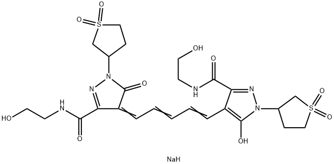 1H-Pyrazole-3-carboxamide, 4-[5-[1,5-dihydro-3-[[(2-hydroxyethyl)amino]carbonyl]-5-oxo-1-(tetrahydro-1,1-dioxido-3-thienyl)-4H-pyrazol-4-ylidene]-1,3-pentadien-1-yl]-5-hydroxy-N-(2-hydroxyethyl)-1-(tetrahydro-1,1-dioxido-3-thienyl)-, sodium salt (1:1)