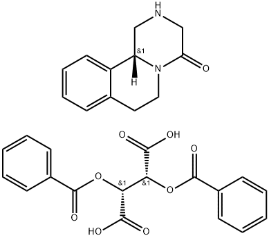 Butanedioic acid, 2,3-bis(benzoyloxy)-, (2R,3R)-, compd. with (11bR)-1,2,3,6,7,11b-hexahydro-4H-pyrazino[2,1-a]isoquinolin-4-one (1:1)