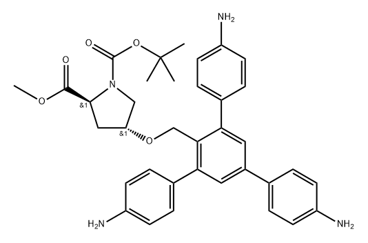1-(tert-butyl) 2-methyl (2S,4R)-4-((4,4''-diamino-5'-(4-aminophenyl)-[1,1':3',1''-terphenyl]-4'-yl)methoxy)pyrrolidine-1,2-dicarboxylate