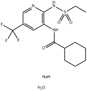 Cyclohexanecarboxamide, N-[2-[(ethylsulfonyl)amino]-5-(trifluoromethyl)-3-pyridinyl]-, sodium salt, hydrate (1:1:1)