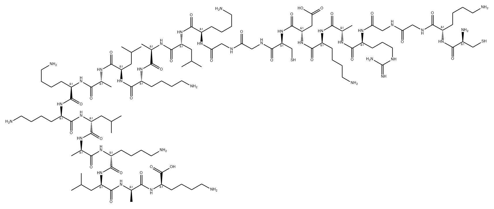 D-Lysine, L-cysteinyl-L-lysylglycylglycyl-L-arginyl-L-alanyl-L-lysyl-L-α-aspartyl-L-cysteinylglycylglycyl-D-lysyl-D-leucyl-D-alanyl-D-lysyl-D-leucyl-D-alanyl-D-lysyl-D-lysyl-D-leucyl-D-alanyl-D-lysyl-D-leucyl-D-alanyl-