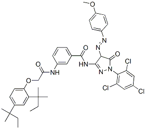 1-(2,4,6-Trichlorophenyl)-3-[3-(2,4-di-tert-pentylphenoxy)acetamidobenzamido]-4-(4-methoxyphenyl)azo-2-pyrazolin-5-one