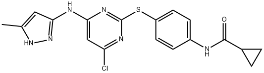 yclopropanecarboxylic acid N-[4-[[4-chloro-6-(5-methyl-2H-pyrazol-3-ylamino)pyrimidin-2-yl]sulfanyl]phenyl]amide