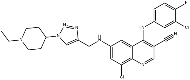 8-Chloro-4-[(3-chloro-4-fluorophenyl)amino]-6-[[[1-(1-ethyl-4-piperidinyl)-1H-1,2,3-triazol-4-yl]methyl]amino]-3-Quinolinecarbonitrile