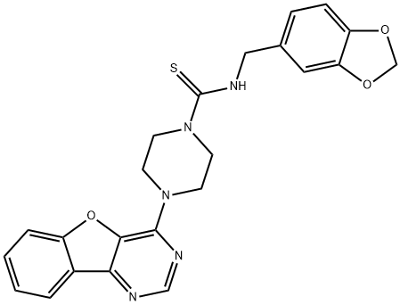 N-(1,3-Benzodioxol-5-ylmethyl)-4-benzofuro[3,2-d]pyrimidin-4-yl-1-piperazinecarbothioamide